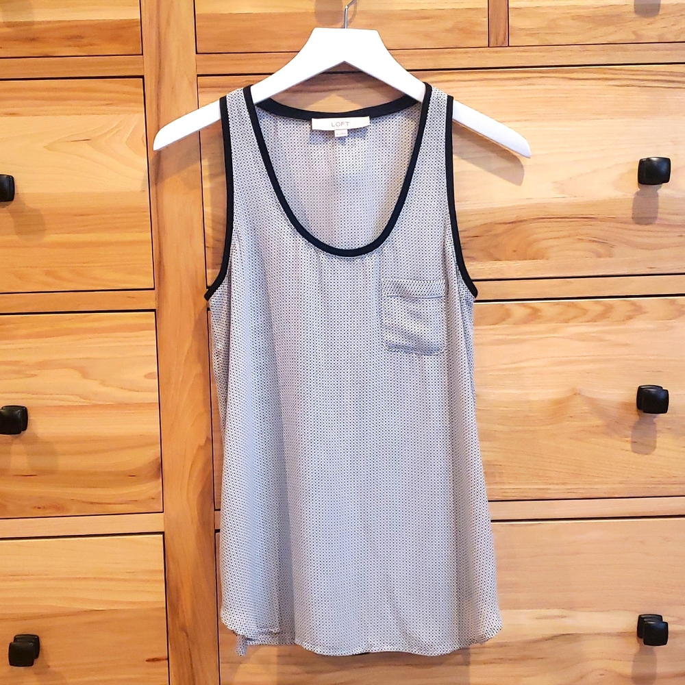 Loft white and black tank top blouse